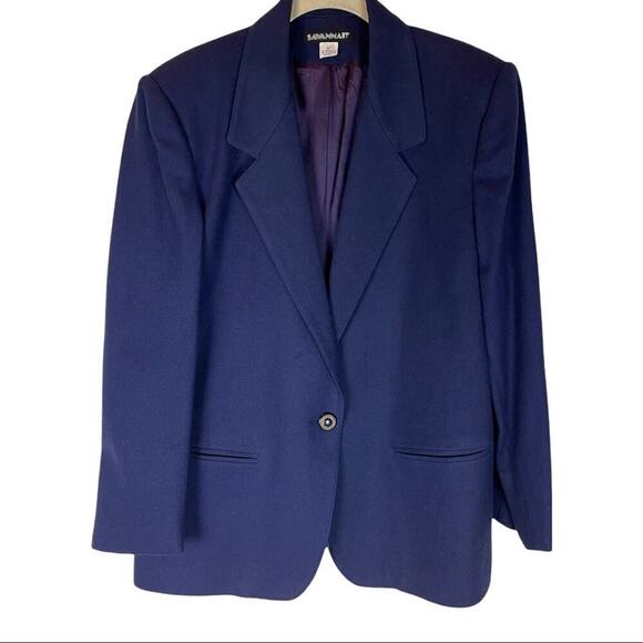 Vintage 90s wool single button blazer shoulder pads - Picture 1 of 7